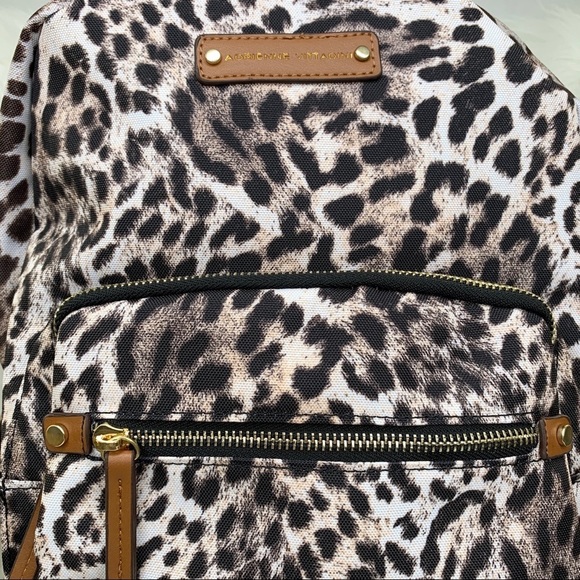 Adrienne Vittadini Leopard Print Vintage Backpack - Picture 4 of 5